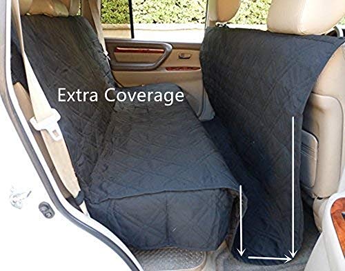 PETTOM Funda de Coche para Perro Cubierta de Asiento Trasero de Coche Protedtora de Perro, Impermeable y Antideslizante, Color Negro 238 x 142cm