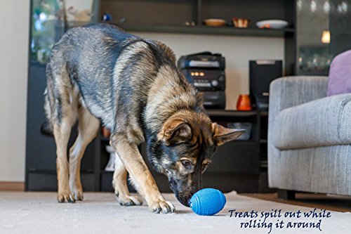 PlayfulSpirit Pelota de Rugby de Recompensas para Cachorros y Perros: Dispensador de Comida, Increíble Destructor del Aburrimiento de Mascota y Juguete de Entrenamiento Básico para Cachorros