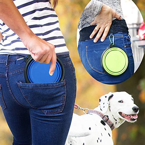 Plegable Viajes Silicona Gatos Perros Bowl Portable Pet Food Cuenco de Agua , Alimentación a Través del Bebedero Portátil de Agua Potable con Gancho de Agua, Fácil de Llevar, Ahorrar Espacio.（1 pcs）