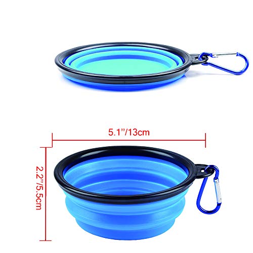 Plegable Viajes Silicona Gatos Perros Bowl Portable Pet Food Cuenco de Agua , Alimentación a Través del Bebedero Portátil de Agua Potable con Gancho de Agua, Fácil de Llevar, Ahorrar Espacio.（1 pcs）