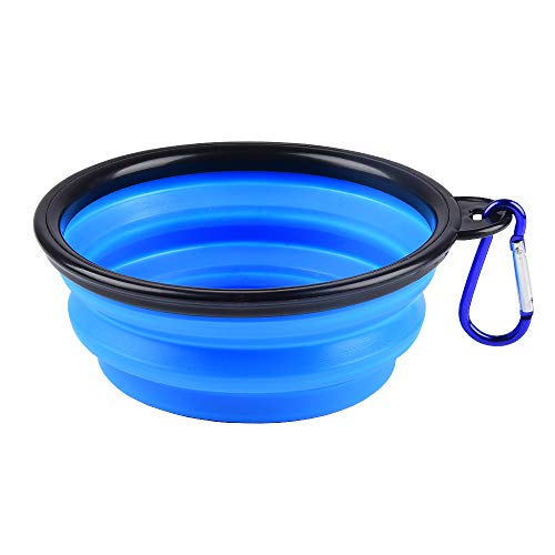 Plegable Viajes Silicona Gatos Perros Bowl Portable Pet Food Cuenco de Agua , Alimentación a Través del Bebedero Portátil de Agua Potable con Gancho de Agua, Fácil de Llevar, Ahorrar Espacio.（1 pcs）