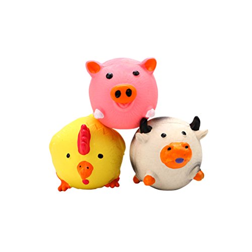 POPETPOP 3 pcs Mignon Pequeño Látex Pelota Pet Perros mordedura Juguetes Animal Diseño Cachorro Catcher Juguetes