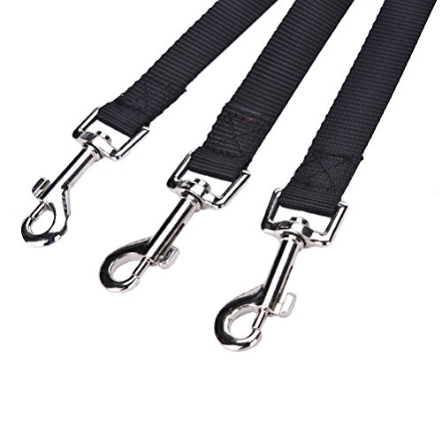 POPETPOP Correa Nylon Tricephalous Dog Training Heavy Duty Durable Walking Lead para Perros Pequeños y Medianos (Negro)