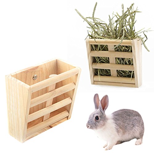 popetpop jaula de animales pequeños Jaula de conejo jaula de madera natural Comedero de Heno hamblatt Plataforma de osservazione de Gerbil Rat Juegos de Sport Juegos de ejercicio