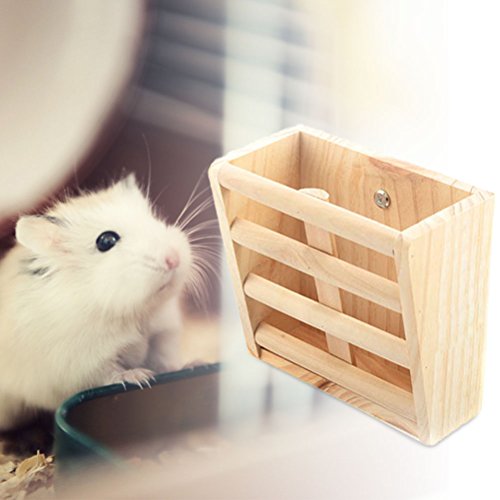 popetpop jaula de animales pequeños Jaula de conejo jaula de madera natural Comedero de Heno hamblatt Plataforma de osservazione de Gerbil Rat Juegos de Sport Juegos de ejercicio