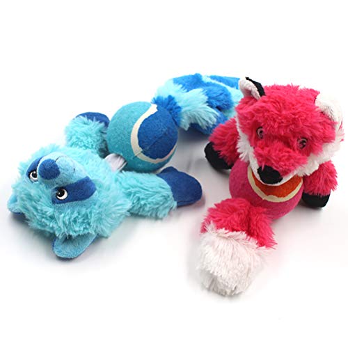 POPETPOP Juguete para Mascotas Lindo Juguete Vocalizado Interactivo de Peluche de Peluche de Colores con Bola para Perros (Mapache)