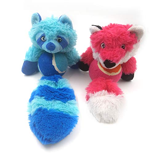 POPETPOP Juguete para Mascotas Lindo Juguete Vocalizado Interactivo de Peluche de Peluche de Colores con Bola para Perros (Mapache)