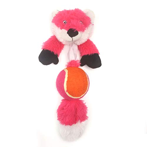 POPETPOP Juguete para Mascotas Lindo Juguete Vocalizado Interactivo de Peluche de Peluche de Colores con Bola para Perros (Mapache)