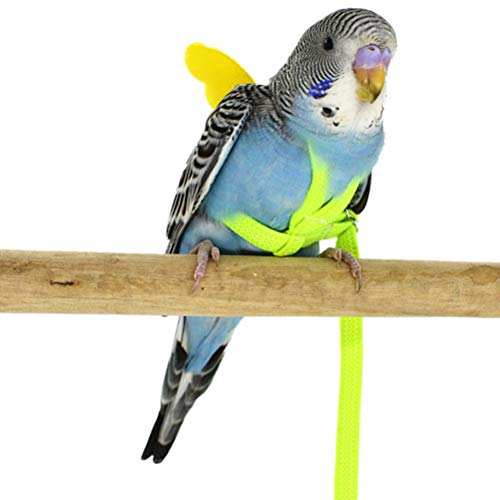 POPETPOP Loro Pájaro Arnés-Lindo arnés para pájaros Cuerdas voladoras Cuerda para Mascotas Loro Entrenamiento al Aire Libre para periquitos Lovebird Cockatiel Mynah Pájaros pequeños-Amarillo