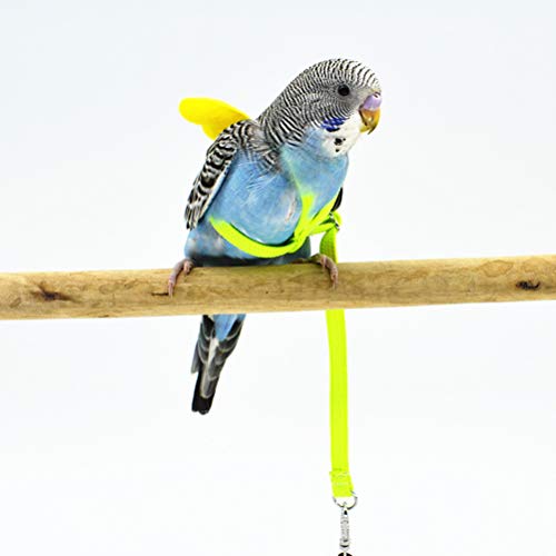 POPETPOP Loro Pájaro Arnés-Lindo arnés para pájaros Cuerdas voladoras Cuerda para Mascotas Loro Entrenamiento al Aire Libre para periquitos Lovebird Cockatiel Mynah Pájaros pequeños-Amarillo