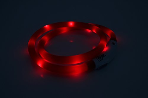 PRECORN LED USB Silicona Collar de Perro Luminoso Rojo Collar Seguridad Cuello Tubo Recargable