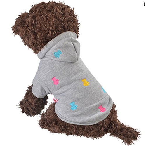 PRIMA Cachorro Perros Chaqueta Sudadera con Capucha Abrigo de Invierno con Forro Polar para Pequeñas y Medianas Perros, Gris, Gris XS