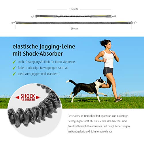 Pro Petcare Correa elástica para Correr con Cierre de Seguridad, Correa Ajustable para Perros (115-155 cm), Correa para Manos Libres con cinturón Abdominal