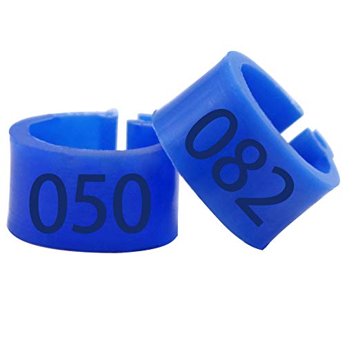 PROBEEALLYU Anillos de Paloma numerados Anillos de pie de Paloma numerados, 100PCS Anillas Aves Anillos de Pierna Banda Anillas para Palomas/Aves de Corral/Aves Anillas Número 1-100 (Azul Oscuro)