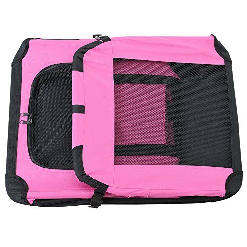 [pro.tec] Bolsa de transporte para mascotas - Tamaño: M (60x42cm) - Transportín plegable para perro (ROSA)