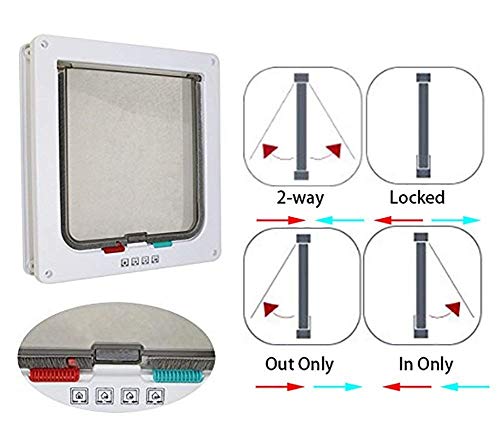 Pulchram Puerta de Mascota, Colgajo de Gato, Colgajo de Gato Magnético de 4 Vías, Colgajo de Gato/Perro con Túnel- Fácil de Instalar 20 * 19 * 16 cm