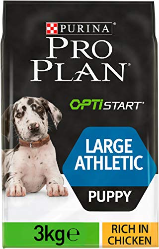 PURINA Pro Plan Comida Seco para Cachorro Grande Atlético con Optistart, Sabor Pollo - 3 Kg