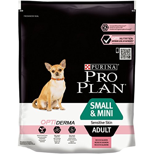 Purina Pro Plan Small & Mini, Comida Seco para Perro Adulto con Optiderma, Sabor Salmón - 700 g (pack con 2 unidades)