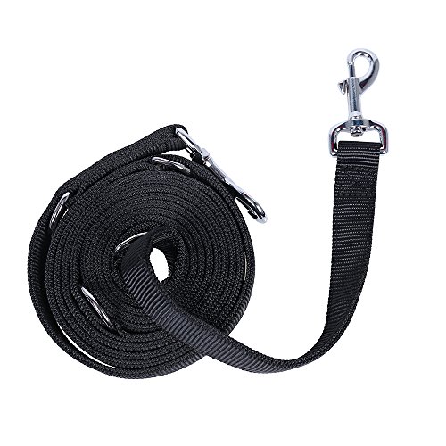 QQDOG Correa de Perro en Negro, Resistente y Ajustable en 5 Longitudes (1,60m-1,70m-2,25m-2,80m-3,00m) 3m Correa para Perro, Correa Doble