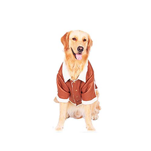 QZH Abrigo de Cuero para Perro, una Chaqueta Deportiva de una Pieza, Chaqueta marrón, Chaqueta Gruesa de Invierno para Mascotas, para Mascotas Grandes,6XL