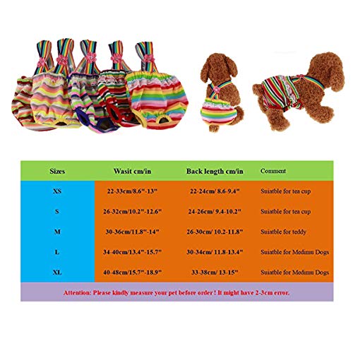 RC GearPro Pack de 2 pañales Lavables Perros, Bragas sanitarias para Mascotas con Liguero para Perras, Color al Azar (L)