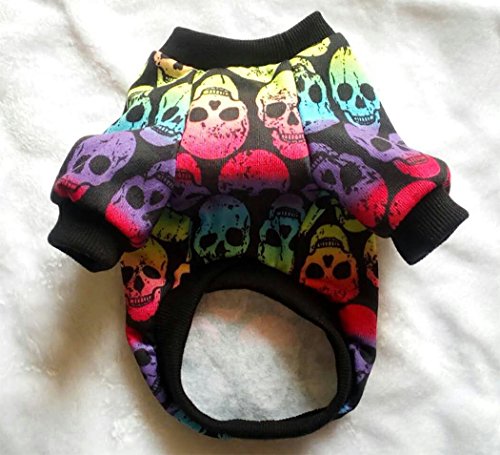 ropa para perros, Hillento Halloween gato pequeño gato ropa para mascotas colorido cráneo fantasma suéter Halloween ropa