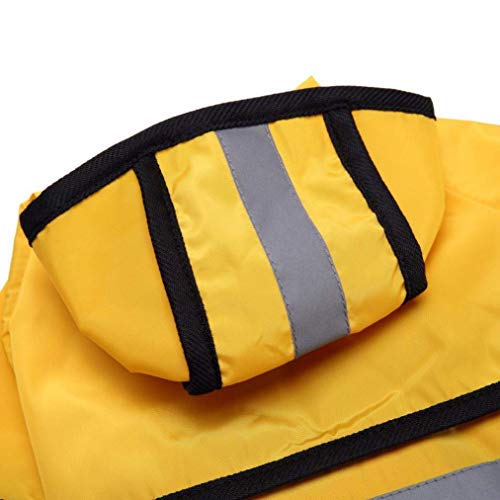 Ruiuzi Moda Reflectante Rayas Amarillo Impermeable para Mascotas días lluviosos Slicker Impermeable Ropa Cachorro Lluvia Poncho Capucha para S M L Enorme Perros Gatos