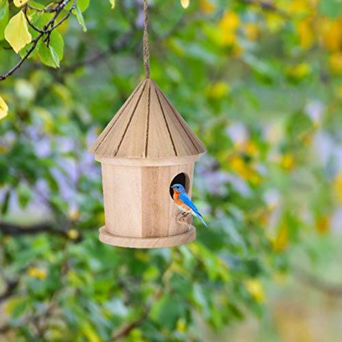 SAMTITY Novedad Colgante de Madera Bird House Hotel, Nido de pájaro de Madera Colgante Bird House Jaula de pájaros de Madera Natural Lugar de Descanso para pájaros