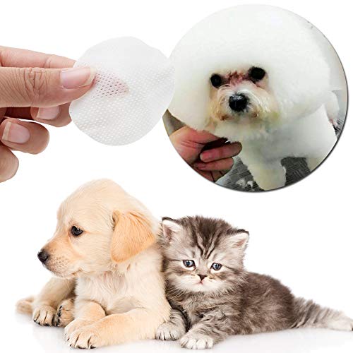 SEGMINISMART Toallitas Limpiadoras para los Ojos de Perros y Gatos 100 toallitas de algodón húmedo por Las lágrimas de los Ojos de Las Mascotas Mucus Saliva