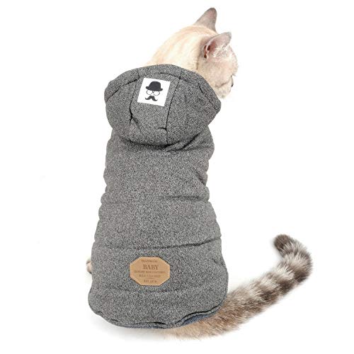 SELMAI Abrigos con Capucha para Perros Pequeños Polar Chaquetas para Perro Mediano Ropa para Gatos Sphynx Grande Mascotas Perritos Chihuahua Caminar Jugar al Aire Libre Prueba de Clima Frío Gris S