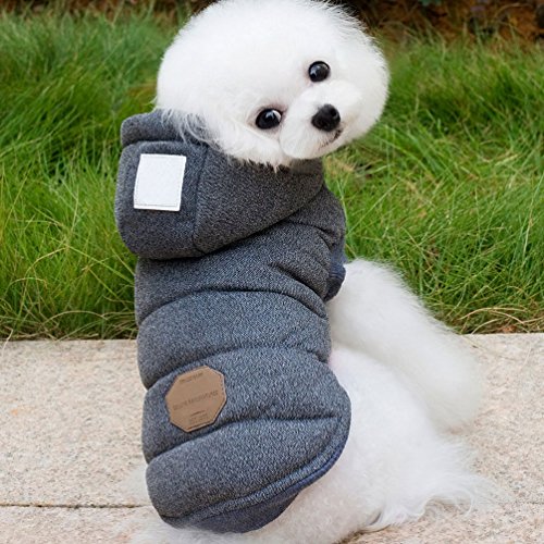 SELMAI Abrigos con Capucha para Perros Pequeños Polar Chaquetas para Perro Mediano Ropa para Gatos Sphynx Grande Mascotas Perritos Chihuahua Caminar Jugar al Aire Libre Prueba de Clima Frío Gris S