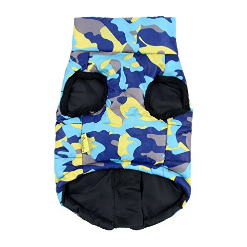 SELMAI Camuflaje Chaquetas Perros Pequeño Medianos Ropa para Gatos Invierno Chihuahua Abrigos con Anillo en D para Perros Cachorros Yorkshire Caminar al Aire Libre Azul XS