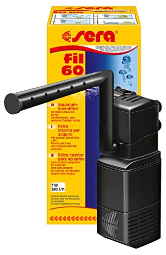 Sera Filtro Interior de Acuario Fil 60 06843, 380 l/h para acuarios de hasta 60 litros, con Estructura Modular con Filtro (con Esponja y carbón Activo)