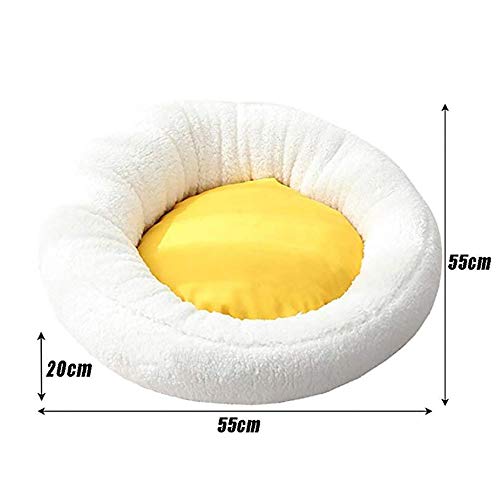 SHPEHP-Cama para Mascotas pequeña Forma de yema de Huevo Suave Cama para Mascotas para Gatos Cachorros, Cama Redonda de Felpa Donut Gatos Cama Criada de yema de Huevo Caliente-A