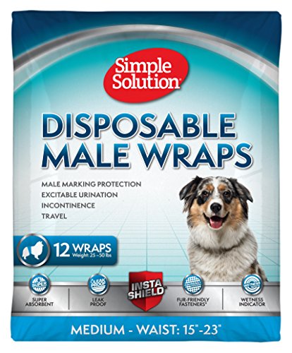 Simple Solution  desechable perro macho envoltura, mediano (paquete de 12)