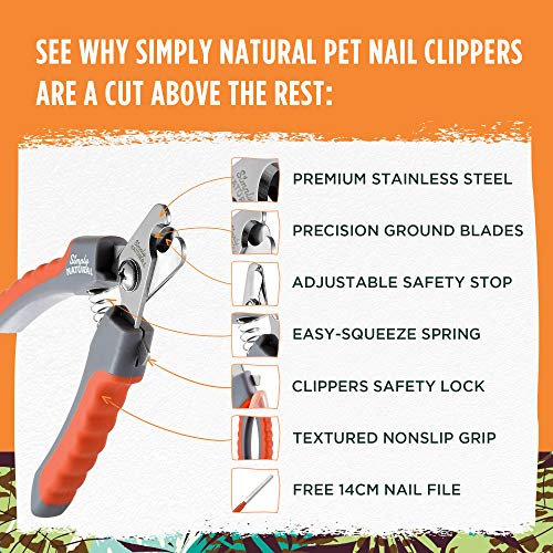 Simply Natural Cortaúñas para Mascotas Cortaúñas para Mascotas Muy Afilado para Perros Gatos Pájaros y Rodeores Apto para Todos los Tamaños de Uñas con una Lima de Uñas de 14 cm