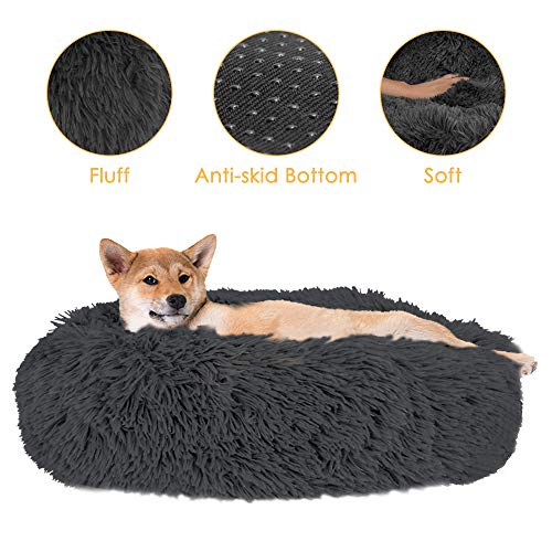 SlowTon Casa Cómoda para Mascotas Donut Cuddler Nest Cojín de Gato de Felpa Suave y cálido para Gatos con Esponja acogedora Fondo Antideslizante Lavable a máquina