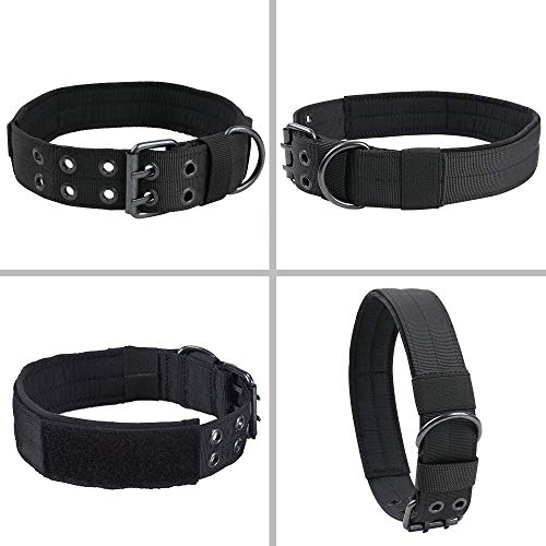 S.Lux - Collares tácticos para perros, nailon militar ajustable con hebilla de metal en D para entrenamiento de perros, colección de collares de martingala clásicos de color sólido