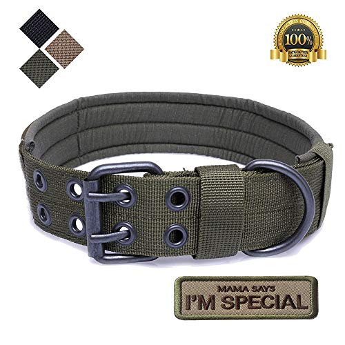 S.Lux - Collares tácticos para perros, nailon militar ajustable con hebilla de metal en D para entrenamiento de perros, colección de collares de martingala clásicos de color sólido