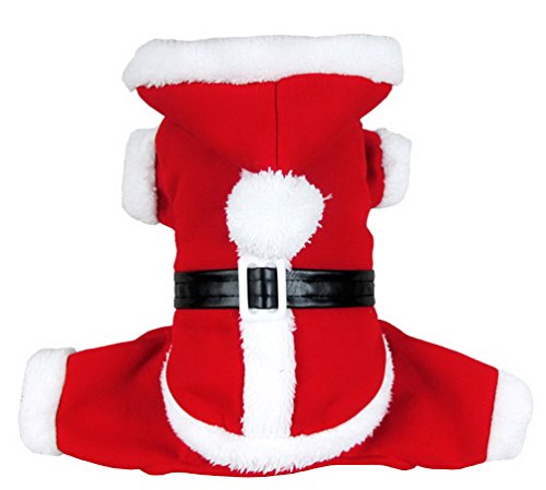 smalllee Lucky Tienda Gato de Mascota Perro Ropa Disfraz de Navidad de Papá Noel Sudadera con Capucha Perchero de Pared de Terciopelo Mono pequeño Perro Ropa S