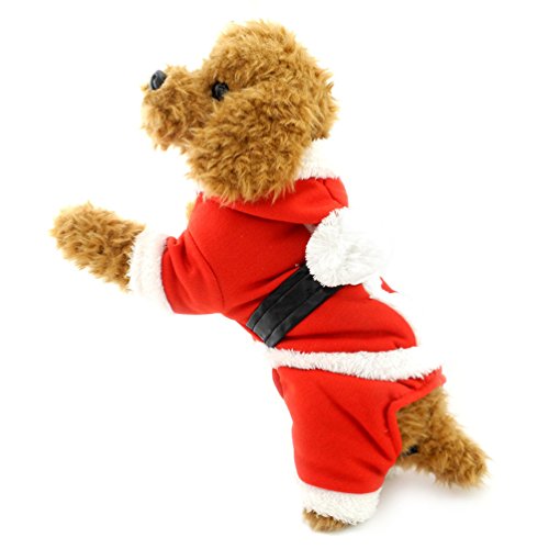 smalllee Lucky Tienda Gato de Mascota Perro Ropa Disfraz de Navidad de Papá Noel Sudadera con Capucha Perchero de Pared de Terciopelo Mono pequeño Perro Ropa S