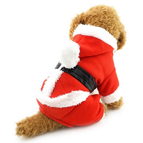 smalllee Lucky Tienda Gato de Mascota Perro Ropa Disfraz de Navidad de Papá Noel Sudadera con Capucha Perchero de Pared de Terciopelo Mono pequeño Perro Ropa S