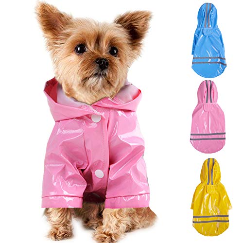 Smoro Cachorro de Lluvia para Mascotas al Aire Libre con Capucha Chaquetas Impermeables PU Impermeable Reflectante para Perros Gatos Ropa