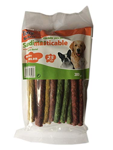 Snack Palitos Masticables Naturales Colores Surtidos para Perros Tasty SanDimas - Bolsa 25 uds (200 gr)