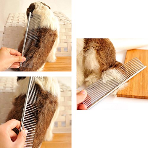 Stainless Steel Pet Grooming peine, zimingu shedding peine Herramientas Caniche Finishing Mantequilla Comb Cuidado perro y gato Profesional Peine