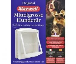 Staywell 740 perro para perros medianos de puerta, color blanco