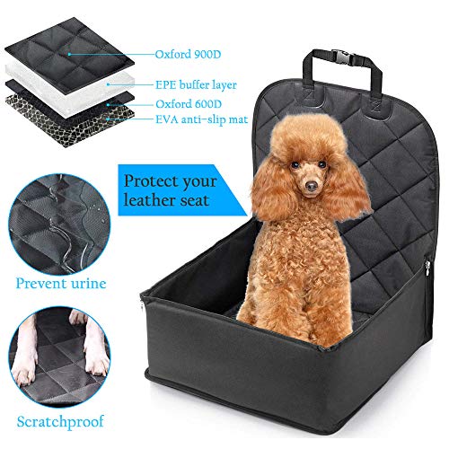 SunTop Asiento del Coche para Perro, Protector Asiento Perro, Mascota Gato Asiento Cubierto Caja de Transporte 2 en 1 Funda Impermeable y Resistente, Hamaca del Coche