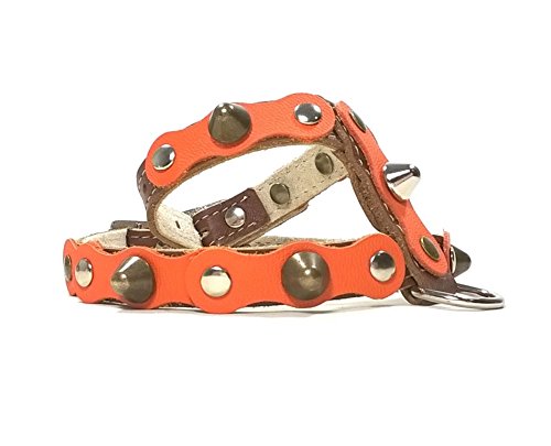 Superpipapo Original Arnés para Perro de Cuero Marrón y Naranja, Correa Opcional, Piel de Calidad, Hecho a Mano en España, Pequeño, Chihuahua y Cachorro, XS: Cuello 14-18 cm, Pecho 28-32 cm