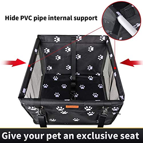 SWIHELP Bolsa de Transporte para Mascotas, Asiento del Coche de Seguridad para Mascotas Perro Gato Plegable Lavable Viaje Bolsas y Otra Mascota Pequeña con Cremallera Bolsillo[ Paw Pattern]