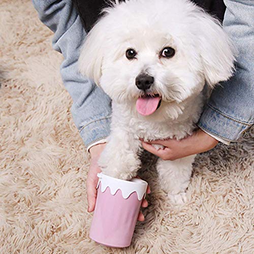 Taza para lavar los pies Taza para el limpiador de la pata del perro Lindo diseño de helado Cepillo de silicona Herramienta para limpiar la taza para lavar los pies de 360 ​​° Como se muestra